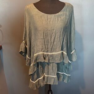 Umgee Dark Teal Ruffle Tunic